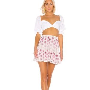 NWT Revolve Lovers + Friends Hugh Mini‎ Skirt in Pink and White India Made Large
